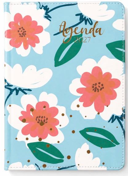 Agenda 2027 Flores Azul Piel